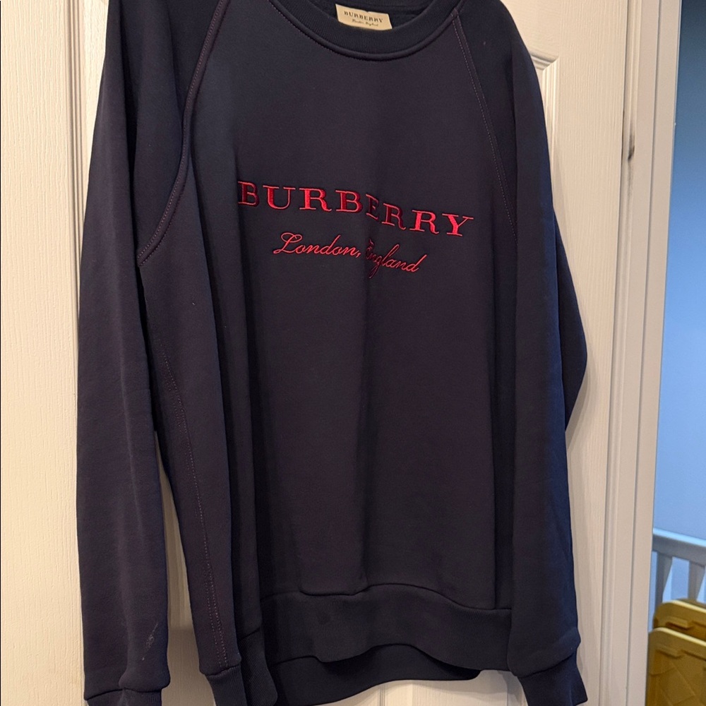 Burberry Navy Sweatshirt with Burgundy Font
